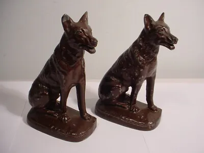 Vintage Brown Metal German Shepherd Pair Of Bookends • $20