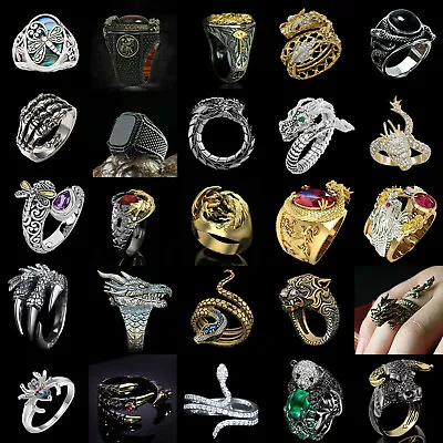 Fashion Viking Dragon Rings Men Hip Hop Punk Jewelry Ring Gift Size 6-13 • $2.30