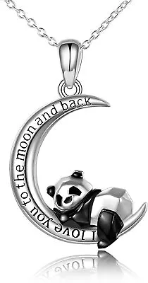 Panda Necklaces Sterling Silver Cute Origami Panda I Love You To The Moon & Back • $87.96
