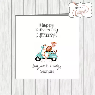 Personalised Fathers Day Scooter Card From Your Little Monkey Vespa Lambretta • £3.25