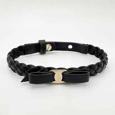 Salvatore Ferragamo Vara Bow Leather Bracelet Nero Black • $211