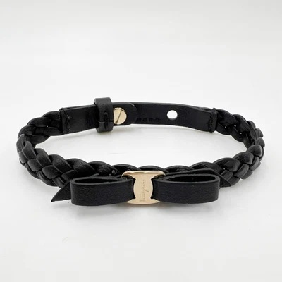 Salvatore Ferragamo Vara Bow Leather Bracelet Nero Black • $211