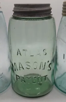 Vintage Green Quart Atlas Mason’s Patent Mason Fruit Canning Jar • $19.99