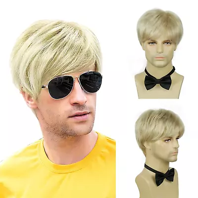 Mens Brown Wig Short Men Wigs Natural Fluffy Cosplay Costume Synthetic Mens Wig • $27.50