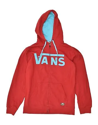 VANS Mens Graphic Zip Hoodie Sweater Medium Red Cotton AO21 • £18.54