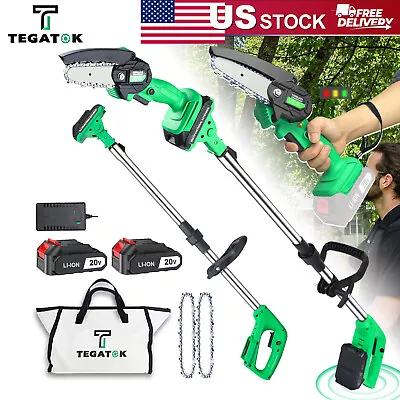 Tegatok 2-in-1 Cordless Pole Saw 20V 2Ah Battery 4  Pole Chainsaw 5.5ft Height • $79.99