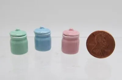 Dollhouse Miniature Small Ceramic Jar With Lid - 4 Colors • $2.60