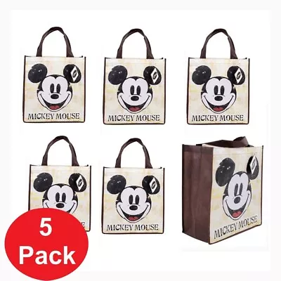 5 Pack Mickey Mouse Bags Reusable Grocery And Travel Totes Party Favor Gift Bags • $14.20