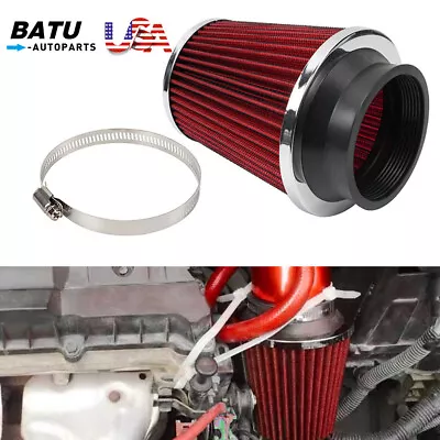 New 3in 76mm High Flow Inlet Dry Air Filter Cold Air Intake Cone Replacement Red • $12.88