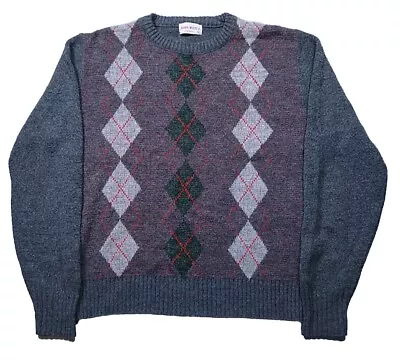 VTG John Weitz Wool/Acrylic Plaid Knit Sweater Mens Size Large Mr Rogers Vibes • $19.96