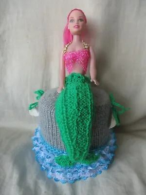 £9.99 • Buy Hand Knitted Pink Mermaid Toilet Roll Cover With Gift Box