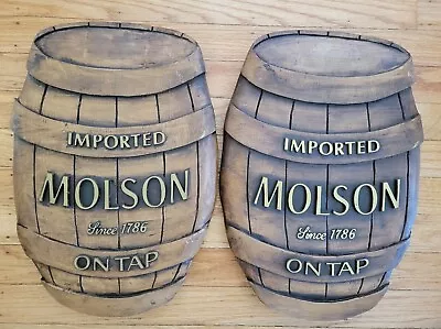 Vtg One Molson Barrel Shaped Beer Sign Imported On Tap Since 1786 15  Tall • $39.99