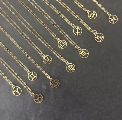 Gold Zodiac Necklace - Birth Sign/Star Sign - Stainless Steel • £6.95