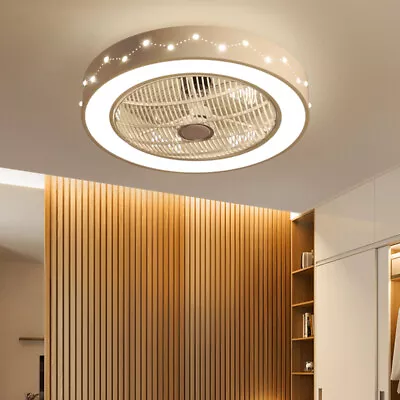 Ceiling Fan With Lights Enclosed Round LED Dimmable Ceiling Lighting Fan 4 Style • $92.15