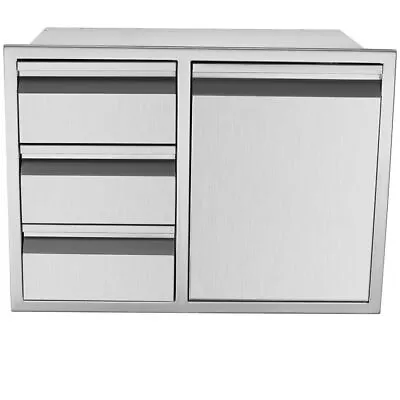 Outdoor Kitchen Drawer Door Combo Triple Drawers BBQ Island 28x20in 2 Trash Can • $349.90