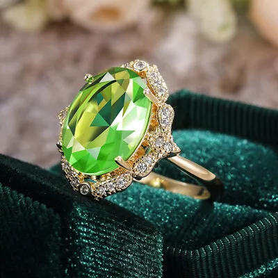 18k Yellow Gold Plated Ring Women Gorgeous Cubic Zirconia Jewelry Size 6-10 • £3.89