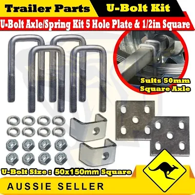 Galvanized Leaf Spring U Bolt Kit Suits 50mm Square Axle With 50x150mm U-Bolts • $36.90