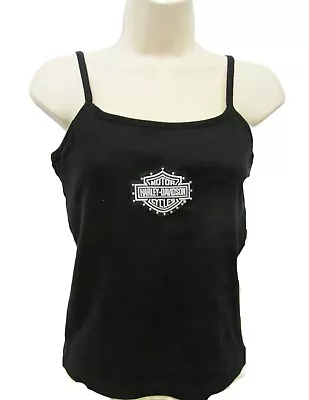 Harley Davidson  Classic Logo Black Ladies Built In Bra Hd Tank Top Shirt [new] • $14.99
