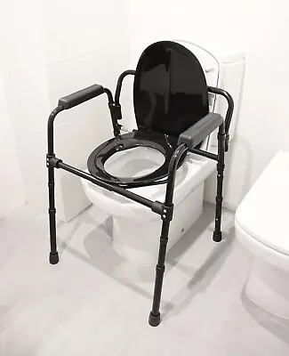 Pepe - Commode Toilet Chair For Bedroom Bedside Commode With Bucket Black • £40