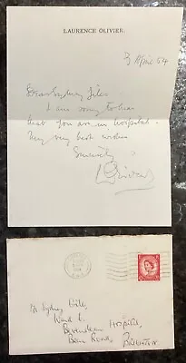 Laurence Olivier Handwritten Signed Letter -headed Notepaper + Original Envelope • £140