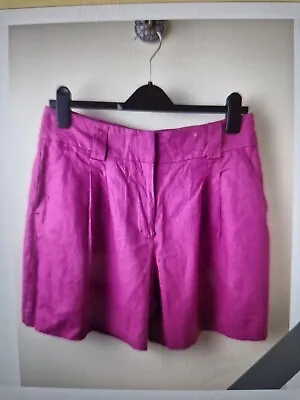 Deep Pink Linen Mix Tu Tailored Shorts With Pockets - Size 18 • £4