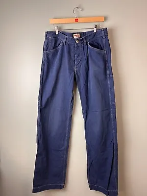 Masons MJ 74 Button Fly Buckleback Pants European Workwear Blue 52 Italy Pockets • $61.99