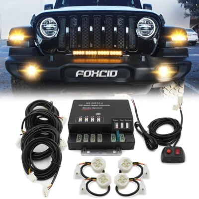 $69.99 • Buy LED Hide Away Warning Strobe Lights Emergency Flashing Headlight Car Truck Amber