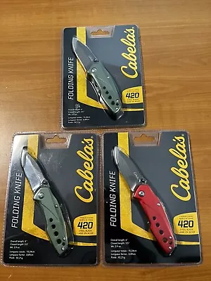 Cabela's Folding Knife Titanium Coated 420 Steel Blade Lot Free Shipping H2 • $35.99