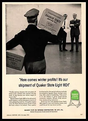 $9.95 • Buy 1955 Quaker State Motor Oil Sign Light HD Grade Delivery Boxes Vintage Print Ad