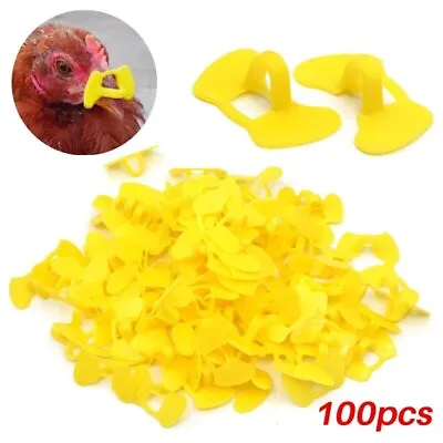 100Pcs Yellow Chicken Glasses Plastic Anti-pecking Pheasant Poultry Equipments • $7.49