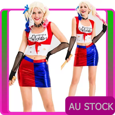 Ladies Harley Quinn Costume Suicide Squad Cosplay Womens Halloween Batman Outfit • $47.49