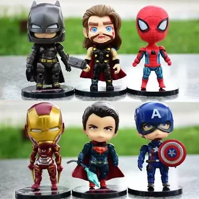 6pcs/set Q Version Anime The Avengers Figure Model Ornament Toy Gift No Box  • £16.99