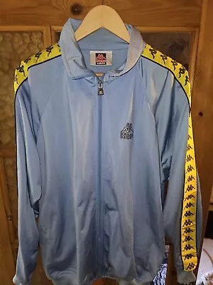 90's Kappa Light Blue Yellow Trim Tracksuit Track Top Jacket Large • £12