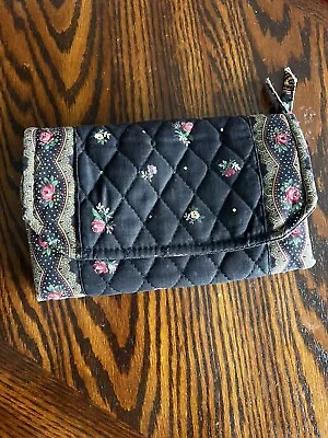 Rare Vintage 90’s Euc  Vera Bradley Black With Red Roses Trifold Wallet • $9