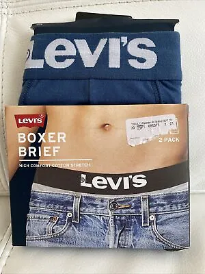 Mens Blue Levi Boxer Shorts Size Small New X2 • £14.99