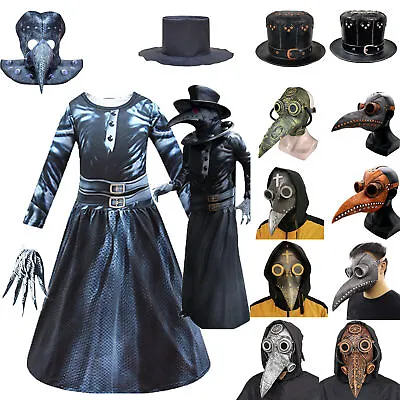 £7.99 • Buy Kid Steampunk Plague Doctor Bird Beak Masks Halloween Hat Gloves Cosplay Costume