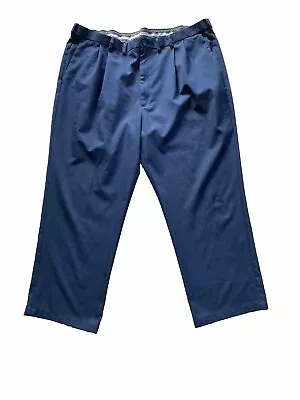 Haggar Men's Cool 18 Pro Classic Fit Casual Pants Navy Blue 44 X 29 Pleated U • $7