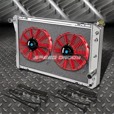 3-row Aluminum Radiator+2x 12 Fan Kit Red For 82-92 Chevy Camaro/firebird V8 • $134.88