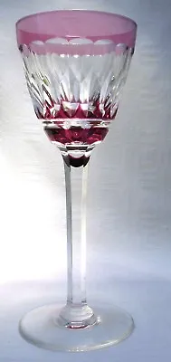 Val St Lambert Cut To Clear Crystal  Amethyst/ Violet   Hock  Wine Glass  • £44.99