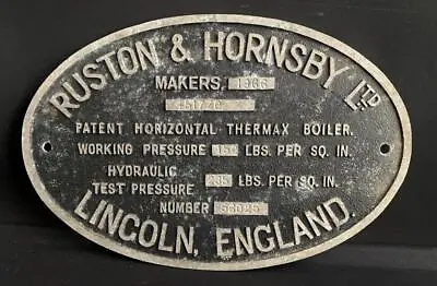 £110 • Buy Ruston & Hornsby Lincoln Supplier Steam Stationary Engine Badge Plaque Plate