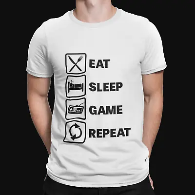 Eat Sleep Game T-Shirt - Cool - Children - Cartoon - Youtube - Chad - Gamer PS • £8.39