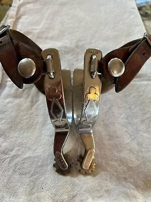 1940s Kelly Spurs W/ Poker Engraving Pair Of 1940s Nickel Plated Kelly Spurs W • $400