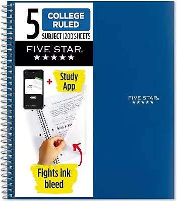 Five Star Spiral Notebook + Study App 5 Subject Assorted Colors • $18.99