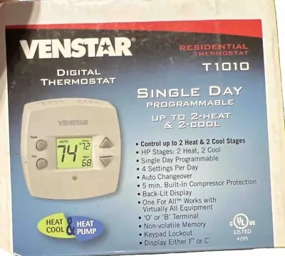 Venstar T1010 Single Day Programmable Up To 2 Heat & 2 Cool. • $51.99