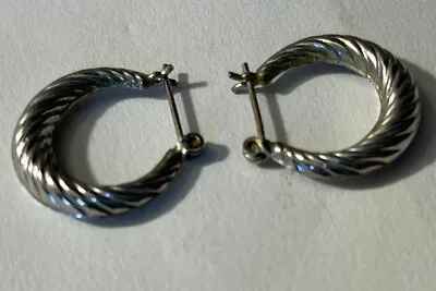 Vintage Sterling Silver Shell Earrings Pair. (925) Hoop Earring Pair VTG • $14.99