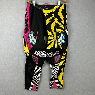 Fox Motocross Pants Mens 36 W34xL30 Black Yellow Padded Belted Racing • $13.02