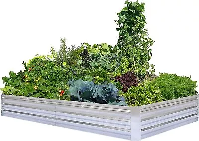 FOYUEE Galvanized Raised Garden Beds For Vegetables Large Metal Planter Box Stee • $48.99