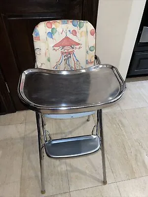 Vintage Baby High Chair Mid Century Modern Metal Chrome Atomic Folding • $192.50