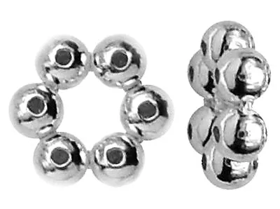 5 Shiny Polished Sterling Silver Daisy Spacer Beads 5 Mm Spacers • £3.35