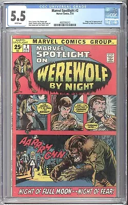 Marvel Spotlight #2 1972 CGC 5.5 FN- White 1st Werewolf By Night Jack Russell • $299.99